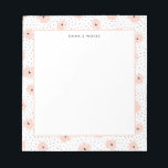 Modern Blush Floral Stippen Patroon op maat Notitieblok<br><div class="desc">roze bloemkool. Hij heeft een gemengd patroon van bloemen en stippen. Personaliseer u door namen en andere details toe te voegen Dit roze blokblok is perfect als cadeau.</div>