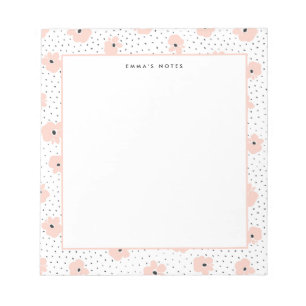 Modern Blush Floral Stippen Patroon op maat Notitieblok