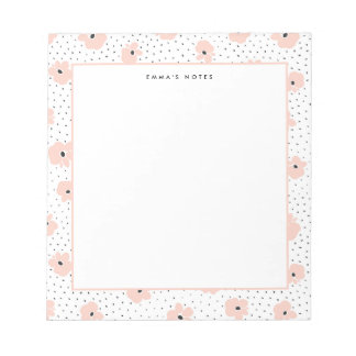 Modern Blush Floral Stippen Patroon op maat Notitieblok