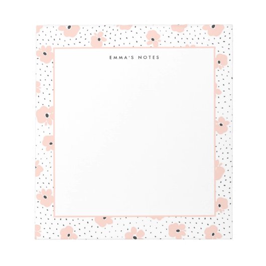 Modern Blush Floral Stippen Patroon op maat Notitieblok (Voorkant)
