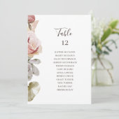 Modern Blush Floral | Tabel aantal zitplaatsen (Staand voorkant)