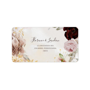 Modern Blush Floral   Terugkeeradres Marble RSVP Etiket