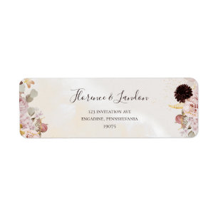 Modern Blush Floral   Terugkeeradres Waterverf Etiket
