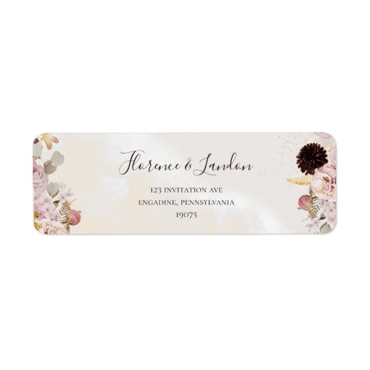 Modern Blush Floral | Terugkeeradres Waterverf Etiket (Voorkant)
