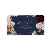 Modern Blush Floral | Terugzendadres Navy RSVP Etiket (Voorkant)