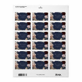 Modern Blush Floral | Terugzendadres Navy RSVP Etiket (Full Sheet)