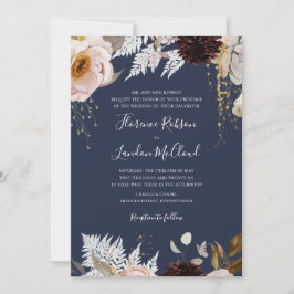 Modern Blush Floral | Traditionele marinebruiloft Kaart