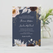 Modern Blush Floral | Traditionele marinebruiloft Kaart (Staand voorkant)