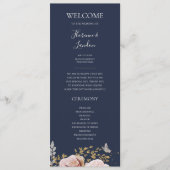 Modern Blush Floral | trouwprogramma voor de marin Programmakaart (Voorkant)