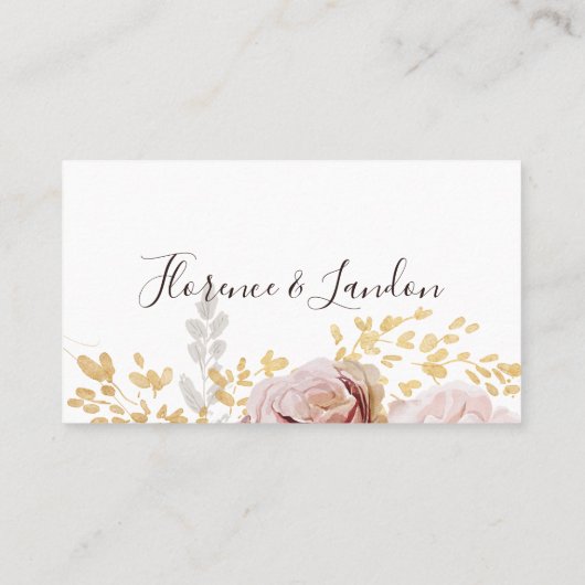 Modern Blush Floral | Vaste bruiloft Plaatskaartje (Achterkant)