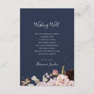 Modern Blush Floral   Vrouw weddenschap Informatiekaartje