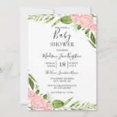 Modern Blush Floral Waterverf Baby shower Kaart (Voorkant)
