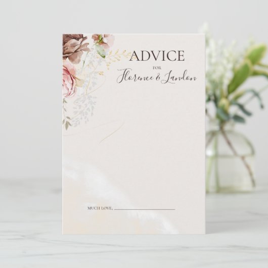 Modern Blush Floral | Waterverf bruiloft Advieskaart (Staand voorkant)