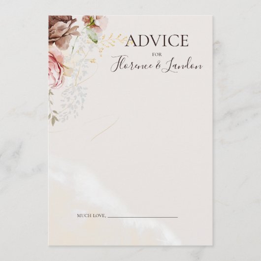 Modern Blush Floral | Waterverf bruiloft Advieskaart (Voorkant)