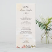 Modern Blush Floral | Waterverf bruiloft Menu (Staand voorkant)