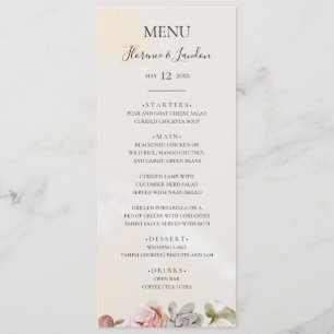 Modern Blush Floral   Waterverf bruiloft Menu