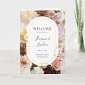 Modern Blush Floral | Waterverf gevouwen bruiloft Programma (Voorkant)