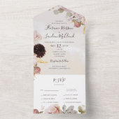 Modern Blush Floral Waterverf Photo Seal and Send All In One Uitnodiging (Binnen)