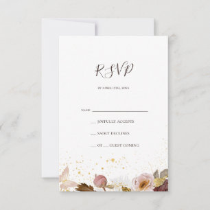 Modern Blush Floral Waterverf RSVP-kaart RSVP Kaartje