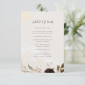 Modern Blush Floral Waterverf Schedule of Events Informatiekaartje (Staand voorkant)