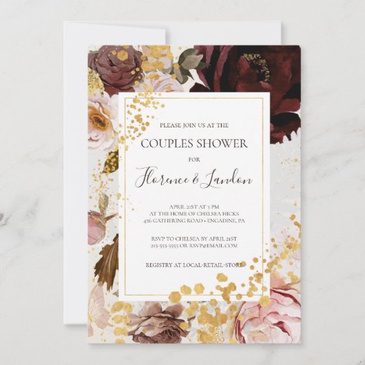 Modern Blush Floral | Waterverf stelletjes Kaart (Voorkant)