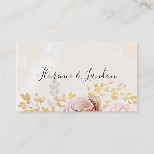 Modern Blush Floral | Waterverf vaste bruiloft Plaatskaartje (Achterkant)