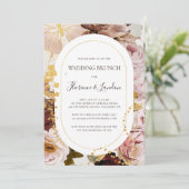 Modern Blush Floral | Waterverf Wedding Brunch Kaart (Staand voorkant)