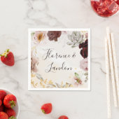 Modern Blush Floral | Waterverf Wedding Napkins Servet (Insitu)
