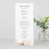 Modern Blush Floral | Weddenschap-programma Programmakaart (Staand voorkant)