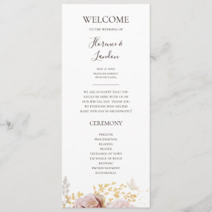 Modern Blush Floral   Weddenschap-programma Programmakaart