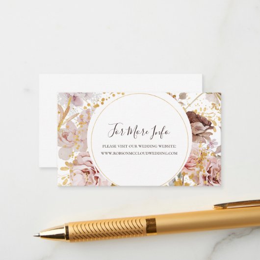 Modern Blush Floral | Weddenschap-website Informatiekaartje (Voorkant / Achterkant in situ)