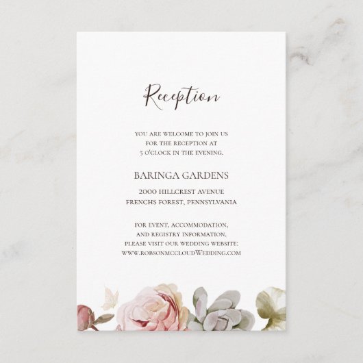 Modern Blush Floral | Weddenschapskaart Informatiekaartje (Voorkant)