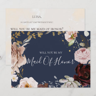 Modern Blush Floral   Zeemacht met een eremiddel Kaart