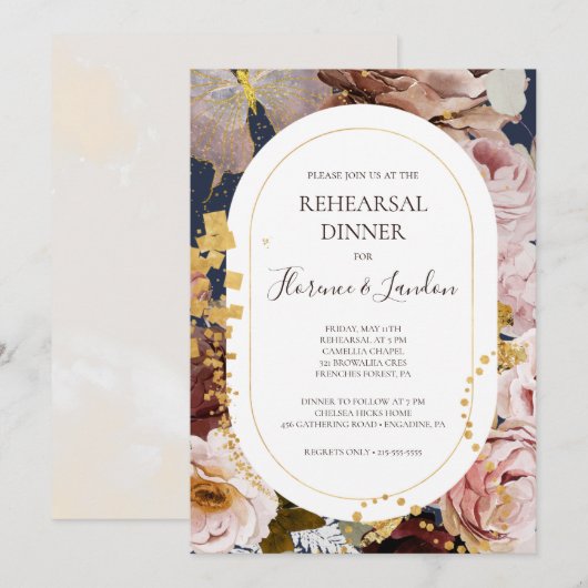 Modern Blush Floral | Zeevarendrierepetitie Kaart (Voorkant / Achterkant)