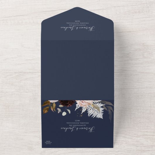 Modern Blush Floral | Zegel en zeemacht All In One Uitnodiging (Buitenkant)