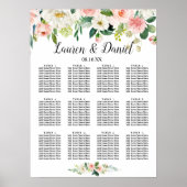 Modern Blush Flowers Wedding Seating Chart Poster (Voorkant)
