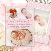 Modern Blush Girl Announcement Foto Collage Aankondiging
