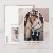 Modern Blush Glitter Shapes Merry Kerstfoto Feestdagenkaart (Voorkant / Achterkant)