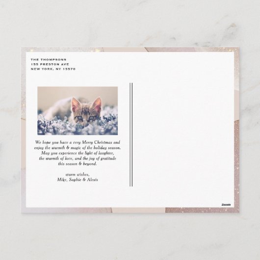 Modern Blush Glitter Shapes Merry Kerstfoto Feestdagenkaart (Achterkant)