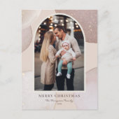 Modern Blush Glitter Shapes Merry Kerstfoto Feestdagenkaart (Voorkant)