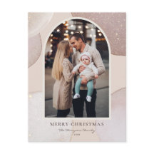 Modern Blush Glitter Shapes Merry Kerstfoto