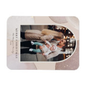 Modern Blush Glitter Shapes Merry Kerstfoto Magneet (Horizontaal)