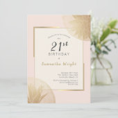 Modern Blush Gold 21st Birthday Succulents Kaart (Staand voorkant)