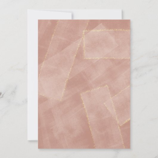 Modern Blush Gold Abstracte bruiloft uitnodiging (Achterkant)