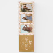 Modern Blush Gold Confetti 3 Photo Graduation Spandoek (Verticaal)