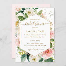 Modern Blush Gold Floral Vrijgezellenfeest Kaart