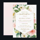 Modern Blush Gold Floral Waterverf Sweet Sixteen Kaart<br><div class="desc">modernere bloemetjeszweet zestien uitvindingen in de Little Bayleigh Store.</div>