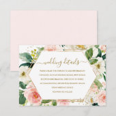Modern Blush Gold Floral Wedding Details Kaart (Voorkant / Achterkant)