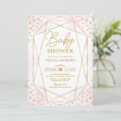 Modern Blush Gold geometrisch Confetti Baby shower Kaart (Staand voorkant)