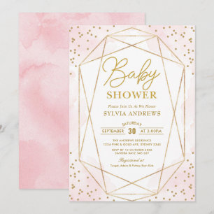 Modern Blush Gold geometrisch Confetti Baby shower Kaart